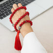 Red Turquoise Prayer Beads – 108 Mala Necklace with Tassel