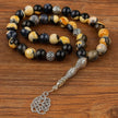 Agate Tasbih Prayer Beads – 33 Beads with Metal Tassel