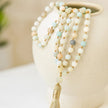 Boho Tassel Necklace – Pastel Frosted Beads, Long Layering
