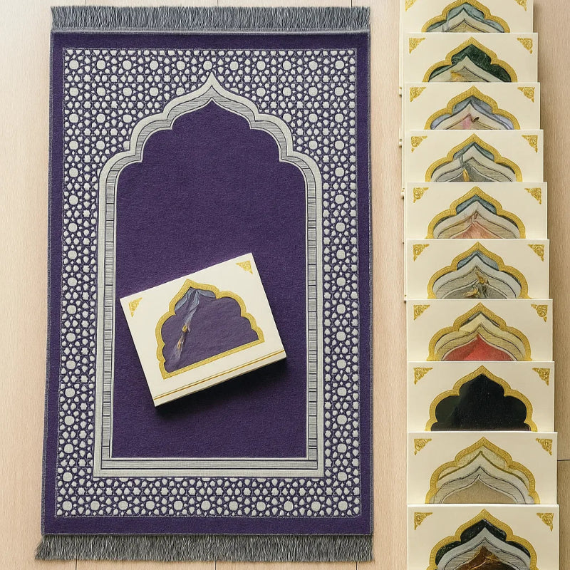 Purple Prayer Mat & Tasbih 2-Piece Set