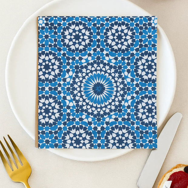 Moroccan Blue Mosaic Paper Napkins