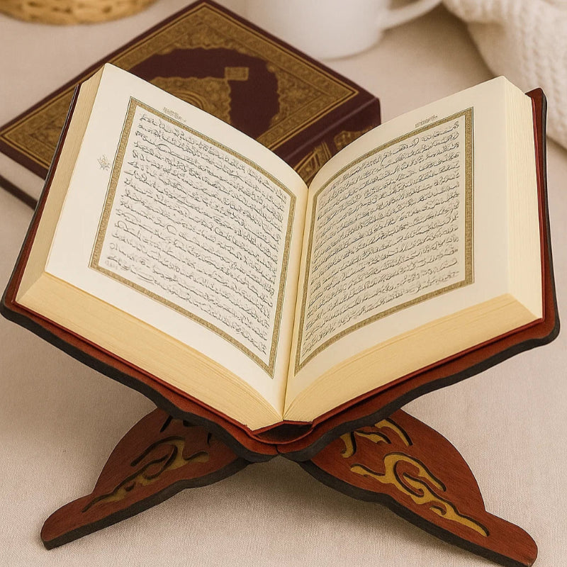 Arabesque Wooden Book Stand – Burgundy Red