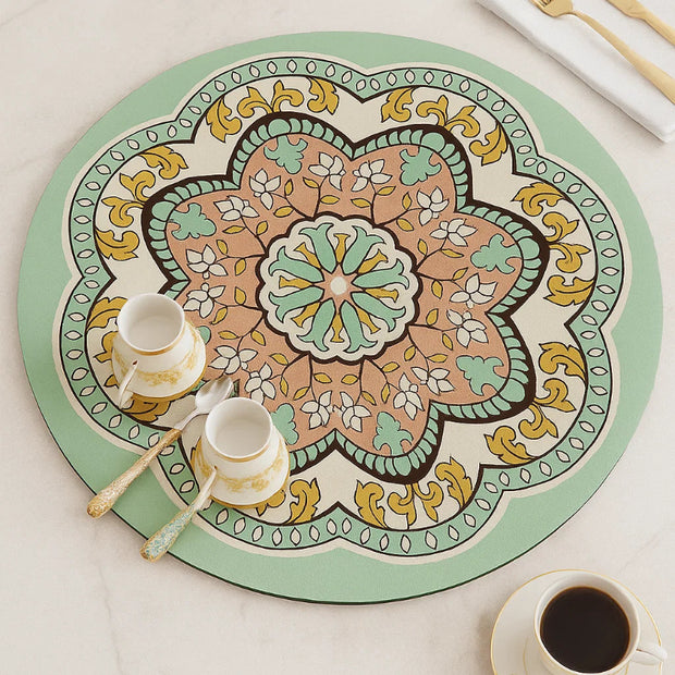 Moroccan Style Trivet Mat – Green & Pink
