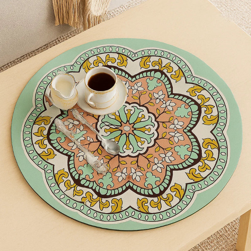 Moroccan Style Trivet Mat – Green & Pink