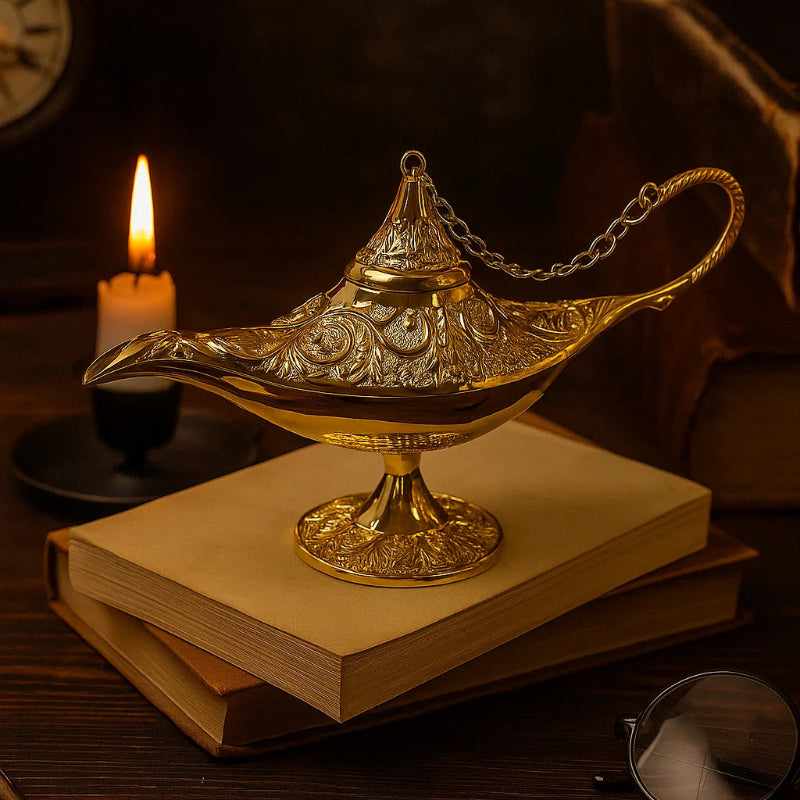 Golden Aladdin’s Genie Lamp – Decorative Ornament