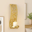 Gold Metal Filigree Ornate Wall Candle Sconce