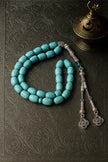 Blue Turquoise Tasbih — 33 Beads, Silver Tassel