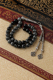 Snowflake Obsidian Tasbih — 33 Beads, Silver Tassel