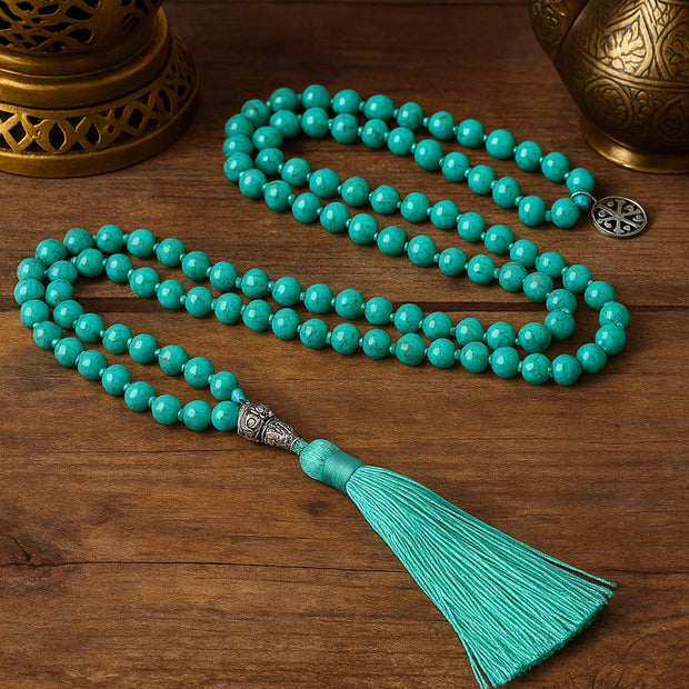 Turquoise Tassel Necklace – Boho Medallion Pendant