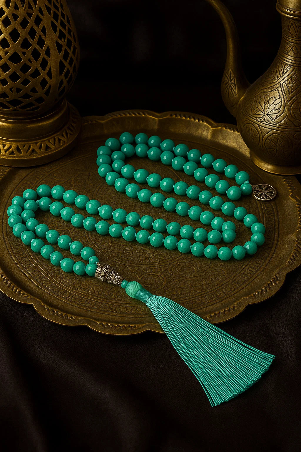 Turquoise Tassel Necklace – Boho Medallion Pendant