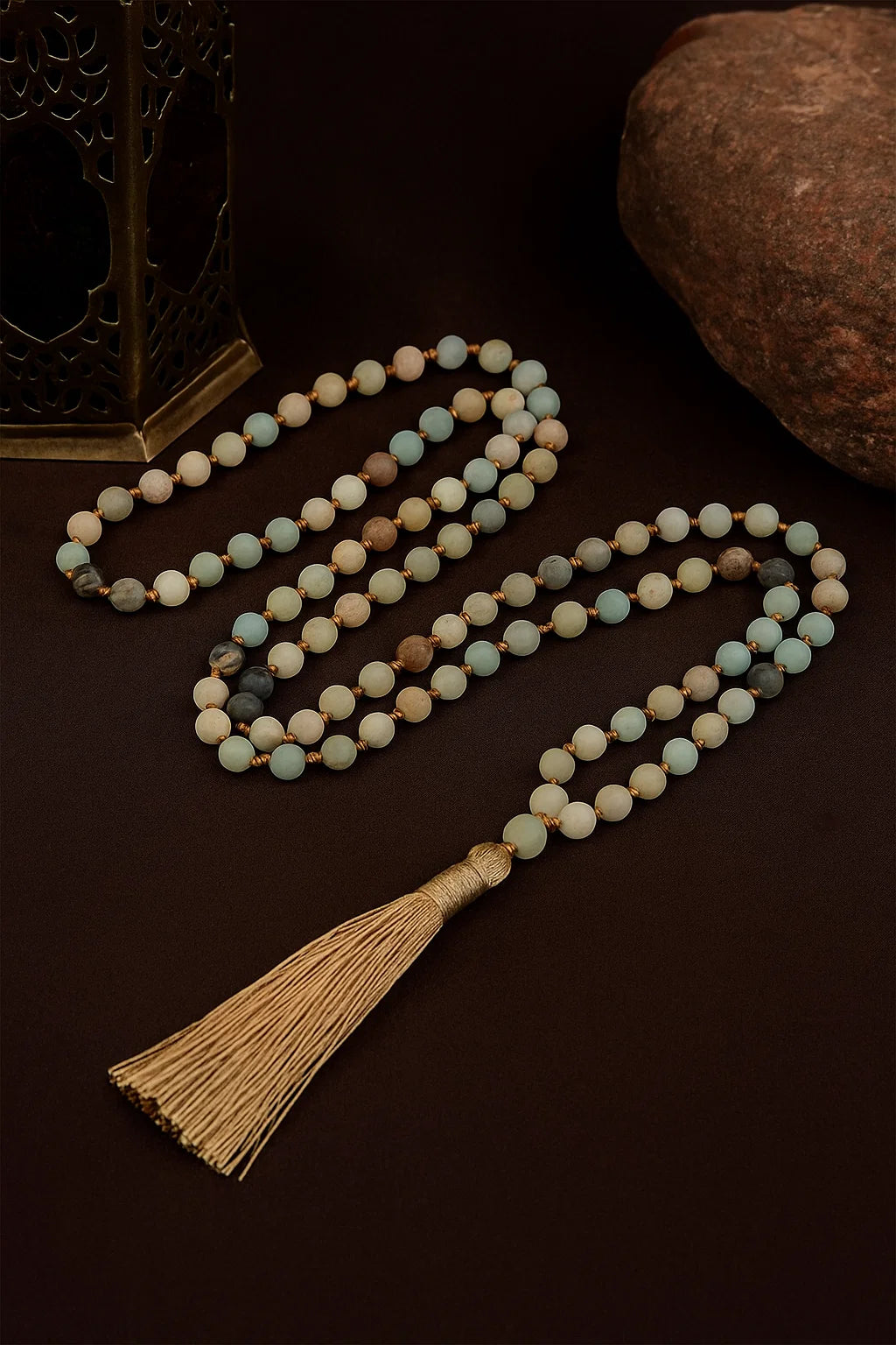 Boho Tassel Necklace – Pastel Frosted Beads, Long Layering
