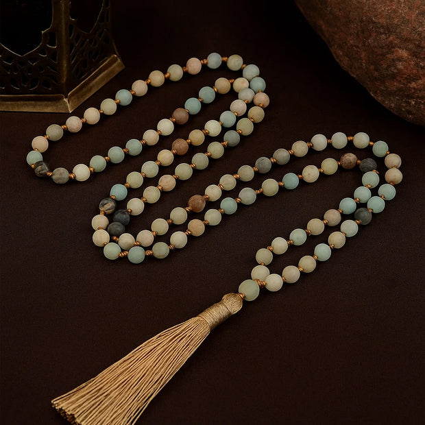 Boho Tassel Necklace – Pastel Frosted Beads, Long Layering