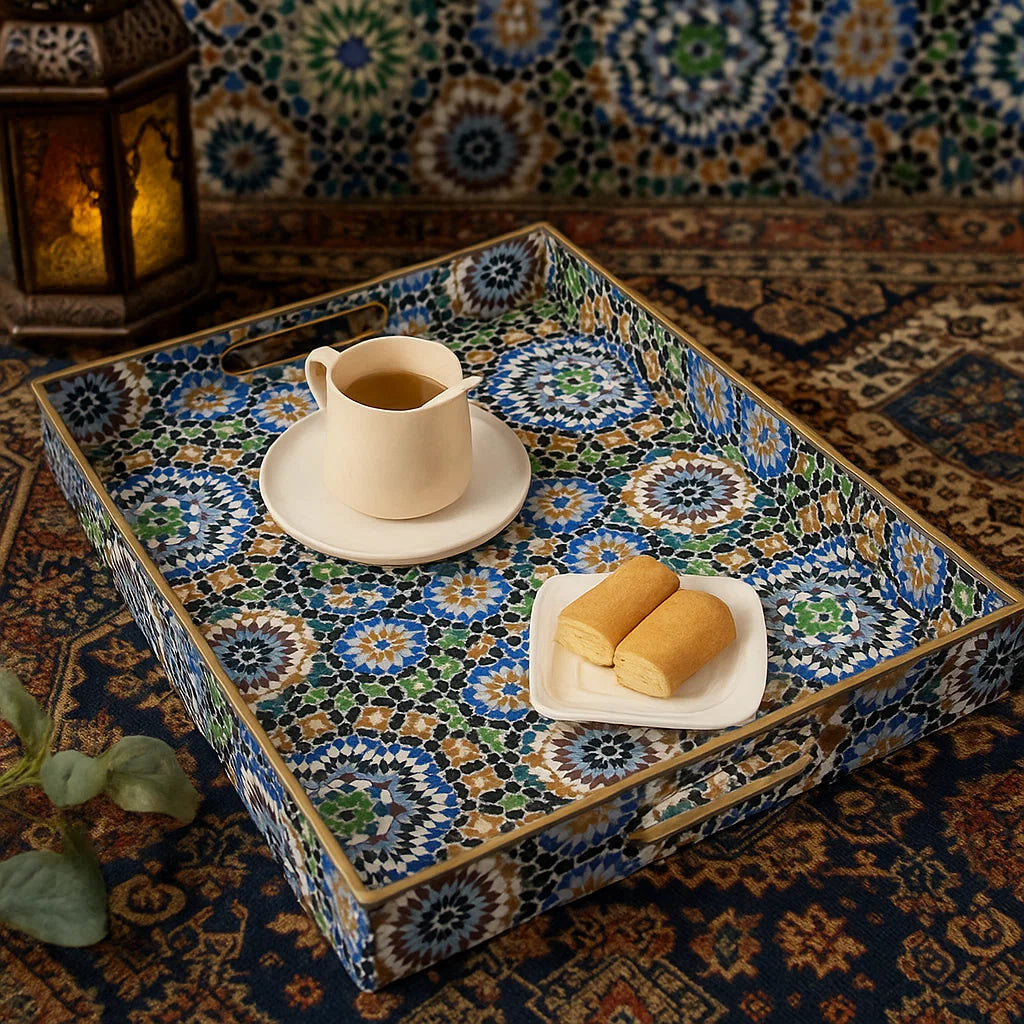 Moroccan Mosaic Plastic Serving Tray