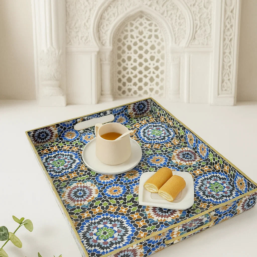 Moroccan Mosaic Plastic Serving Tray