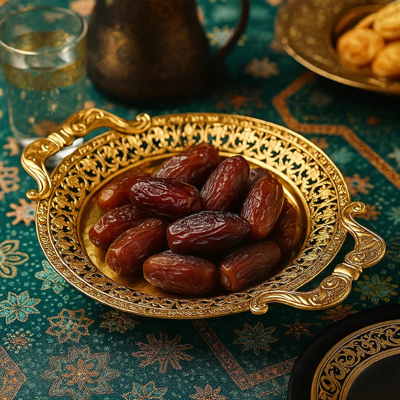Arabic Double-Handle Round Metal Tray