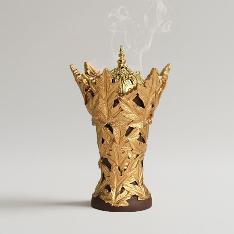 Golden Maple Leaf Resin Incense Burner