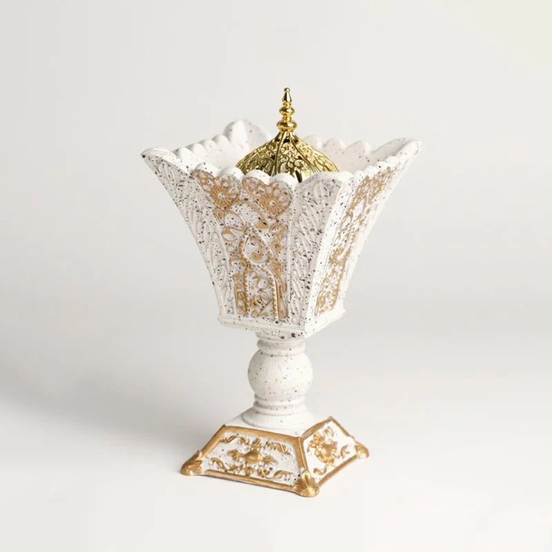 Arabian White & Gold Resin Incense Burner
