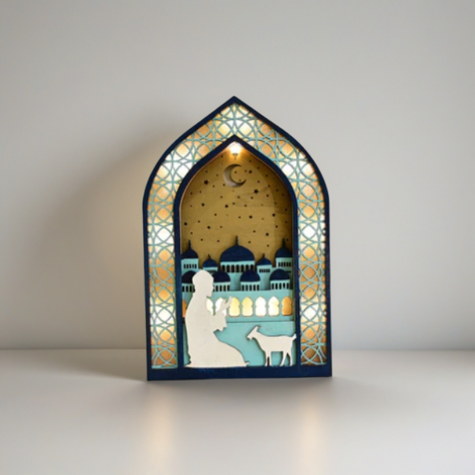 Ramadan Night Light – LED Wooden Mosque Arch (Prayer)