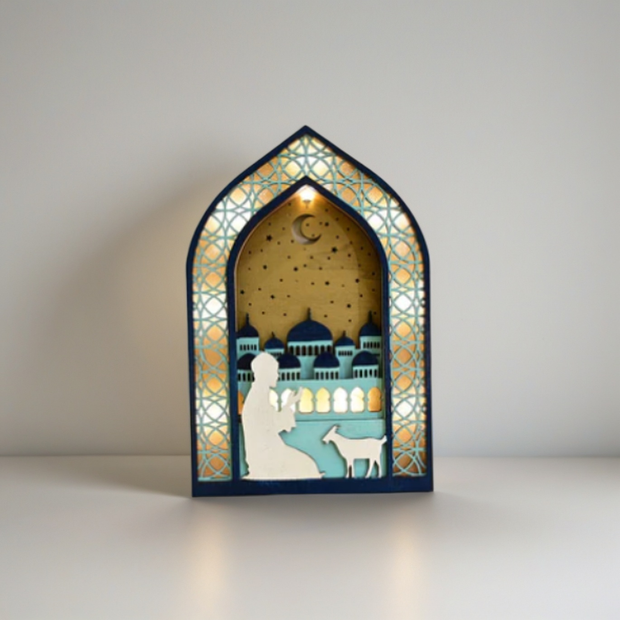 Ramadan Night Light – LED Wooden Mosque Arch (Prayer)