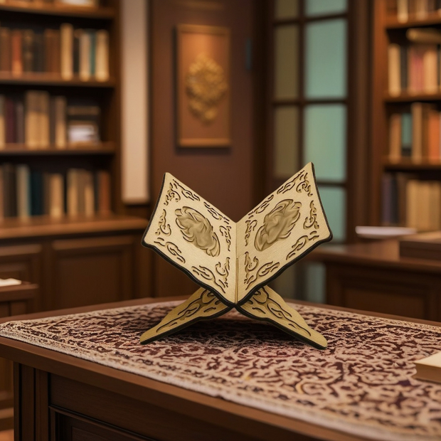 Arabesque Wooden Book Stand – Natural Wood