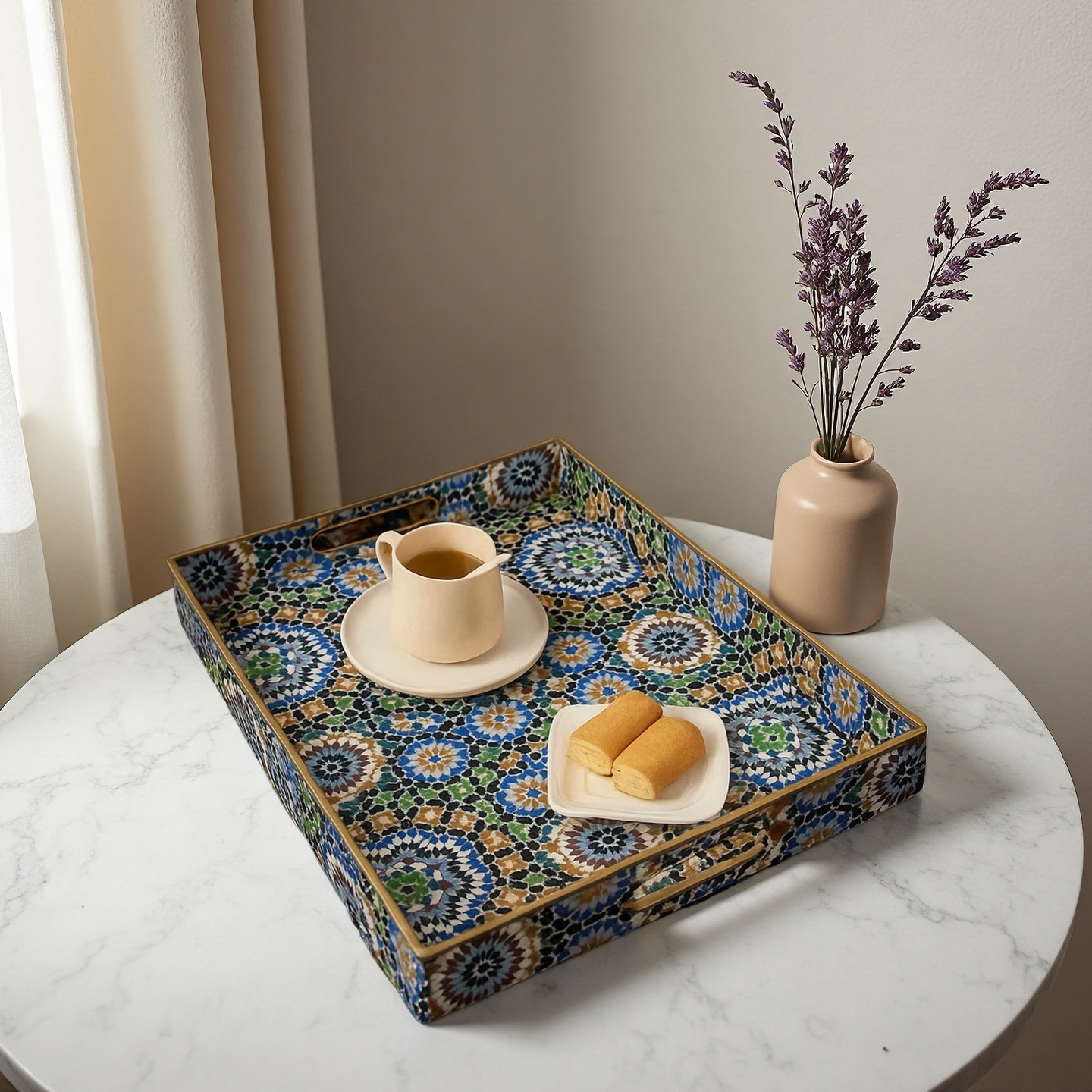 Moroccan Mosaic Plastic Serving Tray